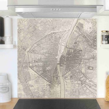 Paraschizzi in vetro - Mappa vintage Paris - Quadrato 1:1