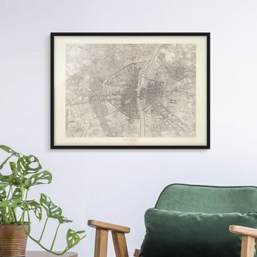 Poster con cornice - Mappa vintage Paris