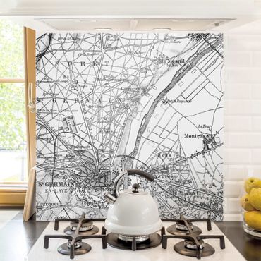 Paraschizzi in vetro - Mappa di Saint-Germain a Parigi - Quadrato 1:1