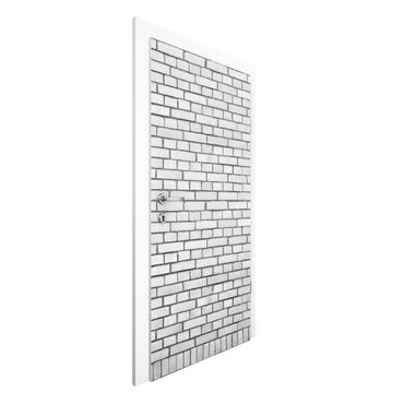 Carta da parati per porte - Brick Effect Wallpaper - White Brick Wall in London