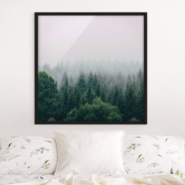 Poster con cornice - Foresta nella nebbia del crepuscolo