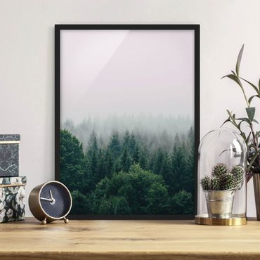 Poster con cornice - Foresta nella nebbia del crepuscolo