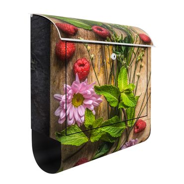 Cassetta postale Flower raspberries mint 39x46x13cm