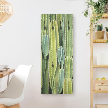 Appendiabiti in legno - Cactus Wall - Ganci neri - Verticale