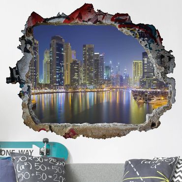 Adesivo murale 3D - Dubai Night Skyline - orizzontale 4:3