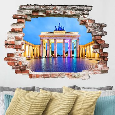 Adesivo murale 3D - Illuminated Brandenburg Gate - orizzontale 4:3