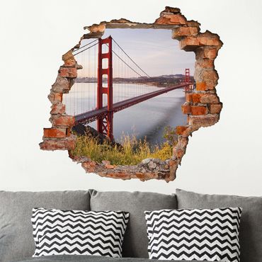 Adesivo murale 3D - Golden Gate Bridge In San Francisco - quadrata 1:1