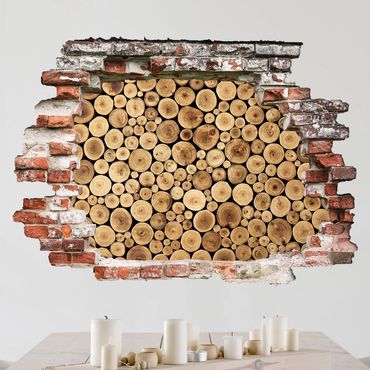 Adesivo murale 3D - Homey Firewood - orizzontale 4:3