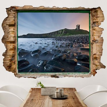 Adesivo murale 3D - Sunrise With Fog At Dunstanburgh Castle - orizzontale 3:2