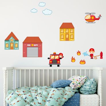 Adesivo murale Firefighter Set with Houses