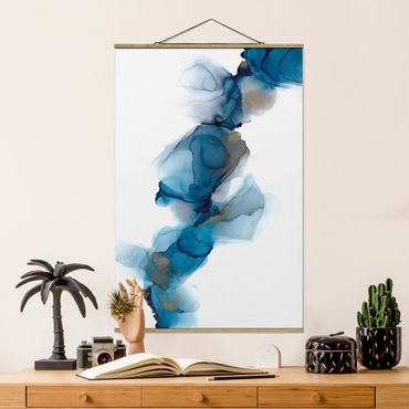 Foto su tessuto da parete con bastone - La via del vento in blu e oro - Verticale 2:3