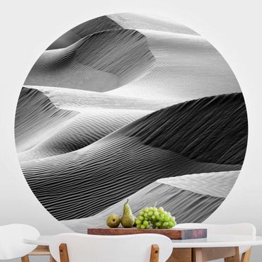 Carta da parati rotonda autoadesiva - modello d'onda nel deserto di sabbia