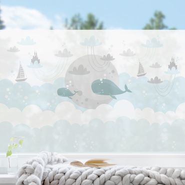 Decorazione per finestre - Nuvole con balena e castello