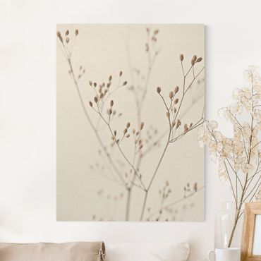 Quadro su tela naturale - Delicate gemme su ramo di fiori selvatici - Formato verticale 3:4