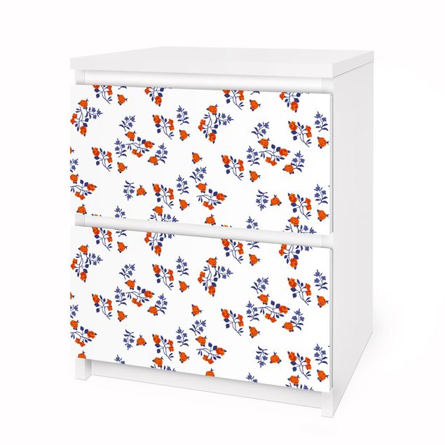 Carta adesiva per mobili IKEA - Malm Cassettiera 2xCassetti - Mille Fleurs Design Pattern