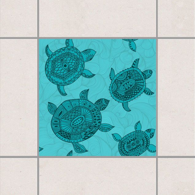 Adesivi per piastrelle con disegni Tartarughe marine polinesiane