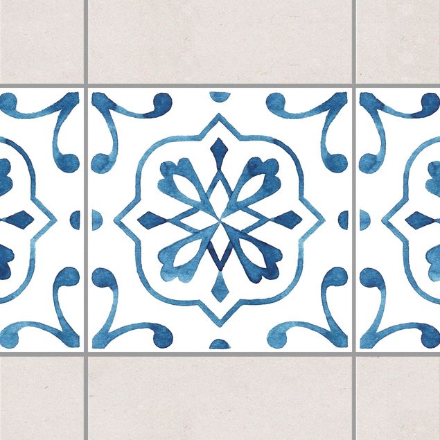 Adesivi per piastrelle con disegni Motivo blu e bianco - Serie No.4