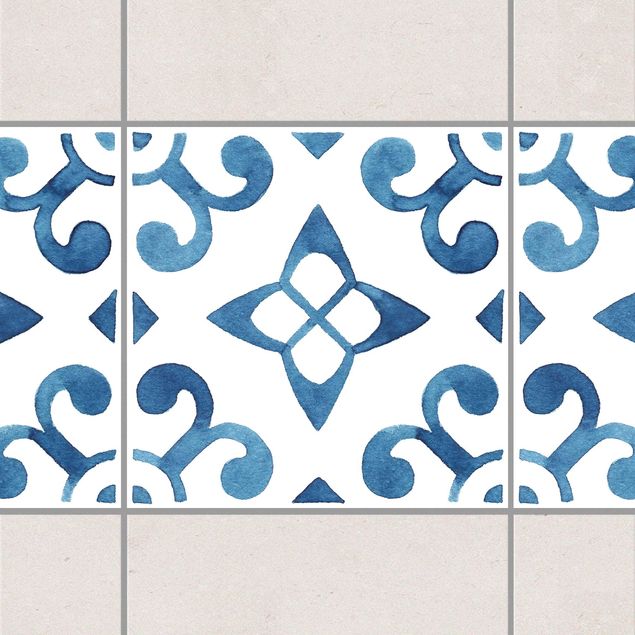 Adesivi per piastrelle con disegni Motivo blu e bianco - Serie No.5