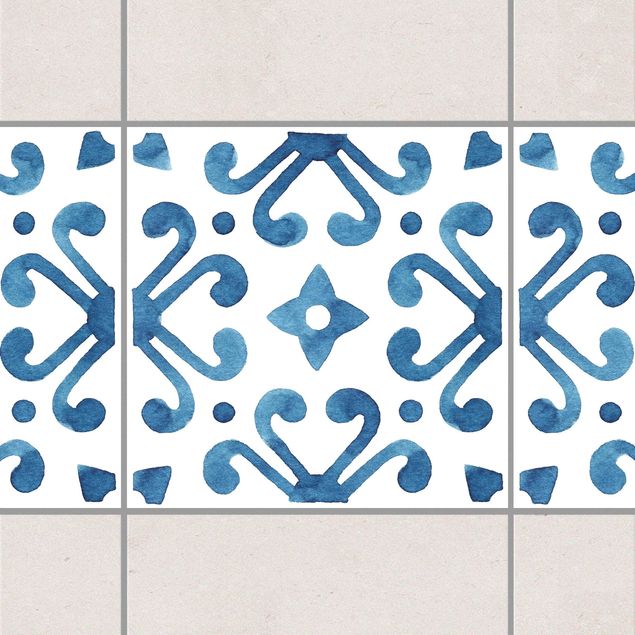 Adesivi per piastrelle con disegni Motivo blu e bianco - Serie No.7