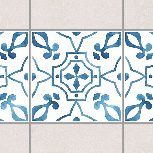 Adesivi per piastrelle con disegni Motivo blu e bianco - Serie No.9