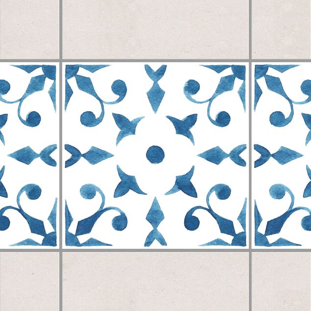 Adesivi per piastrelle con disegni Motivo blu e bianco - Serie No.6