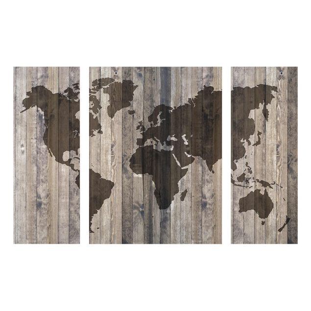 Quadri Mappa del mondo in legno