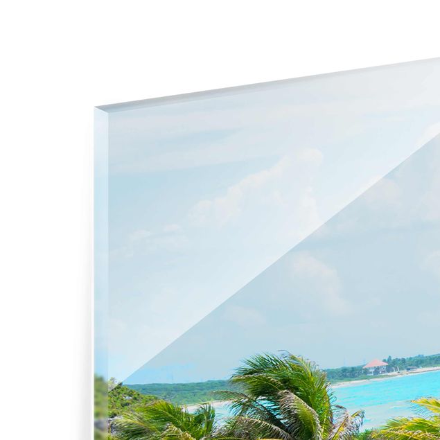 Quadri in vetro con spiaggia Costa caraibica, rovine di Tulum
