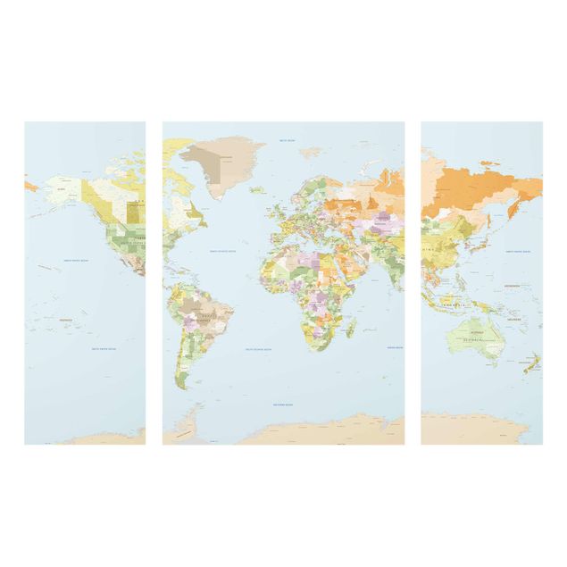 Quadri moderni colorati Mappa politica del mondo