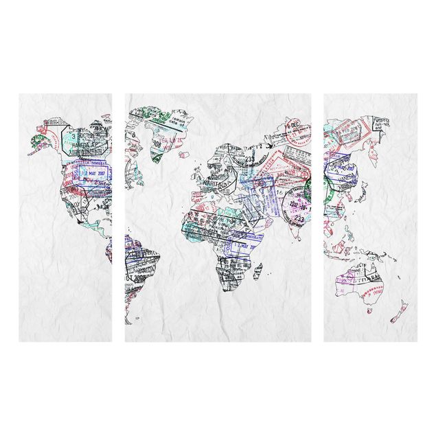 Quadri stampe Timbro per passaporto mappa del mondo
