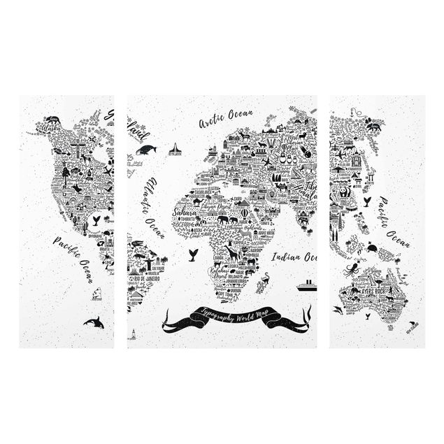 Quadri stampe Mappa del mondo - tipografica bianca