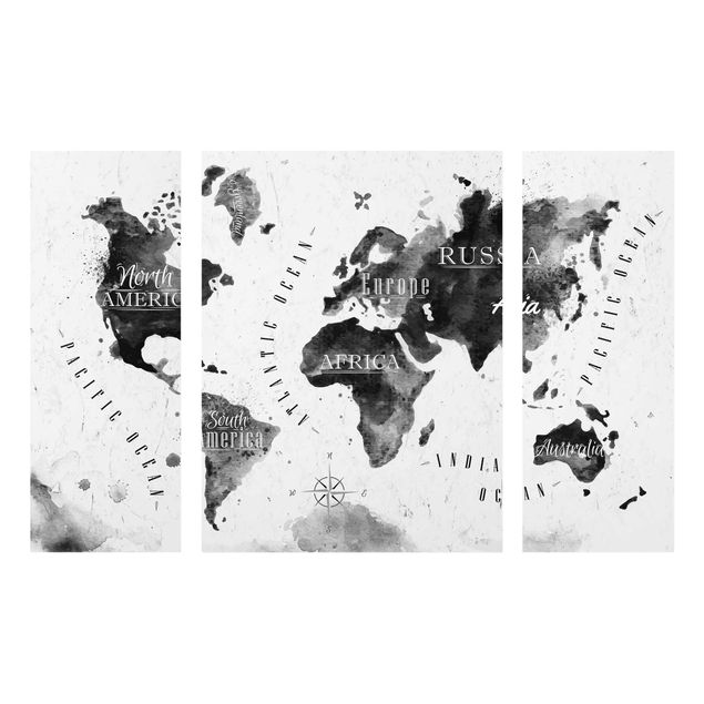 Quadri stampe Mappa del mondo Acquerello Nero