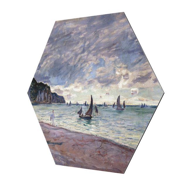 Quadri impressionisti Claude Monet - Barche da pesca davanti alla spiaggia e alle scogliere di Pourville