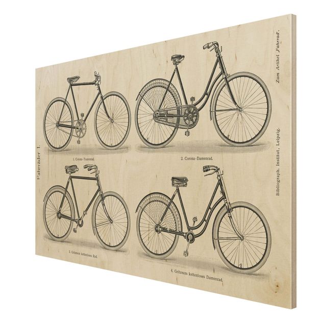 Stampe su legno Poster vintage Biciclette