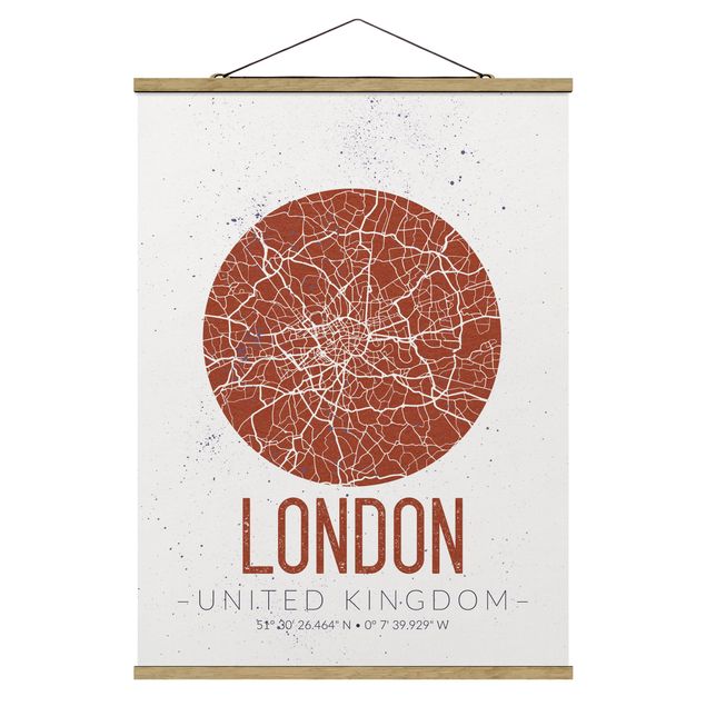 Quadro vintage Mappa della città di Londra - Retrò