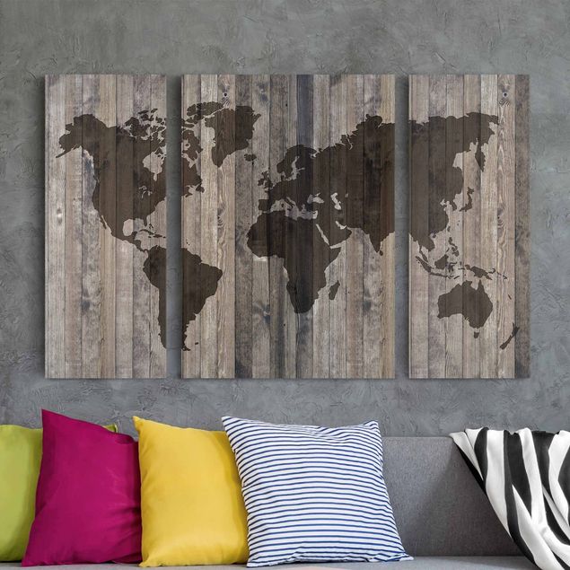 Quadri moderni   Mappa del mondo in legno