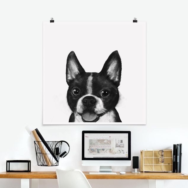 Quadro cane Illustrazione - Cane Boston Pittura Bianco e Nero