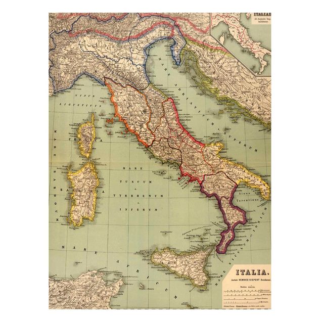 Quadro planisfero Mappa vintage Italia