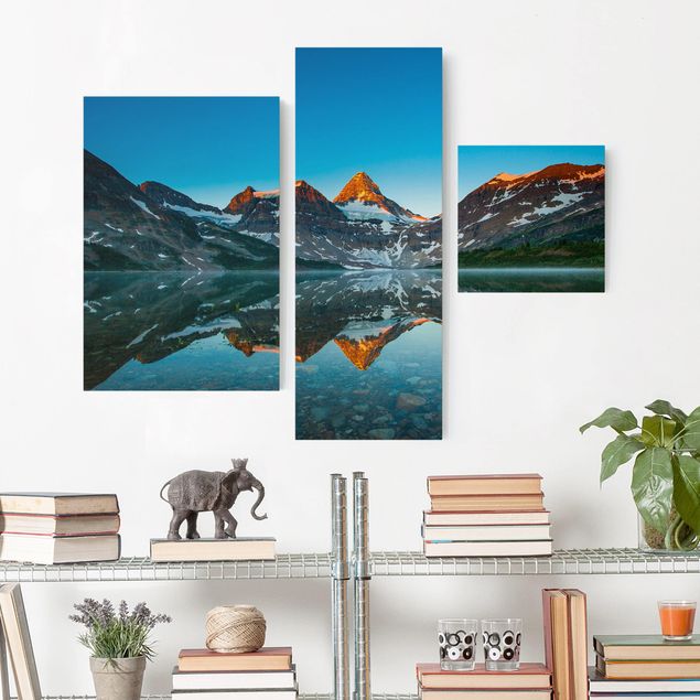 Stampa su tela 3 parti - Mountain landscape at Lake Magog in Canada - Collage 1