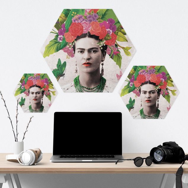 Quadri esagonali Frida Kahlo - Ritratto di fiori