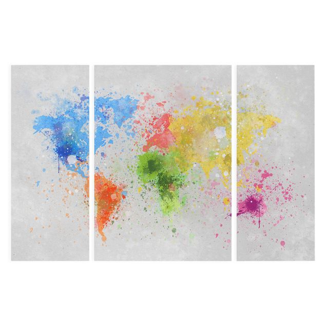Quadri colorati Mappa del mondo a schizzi colorati