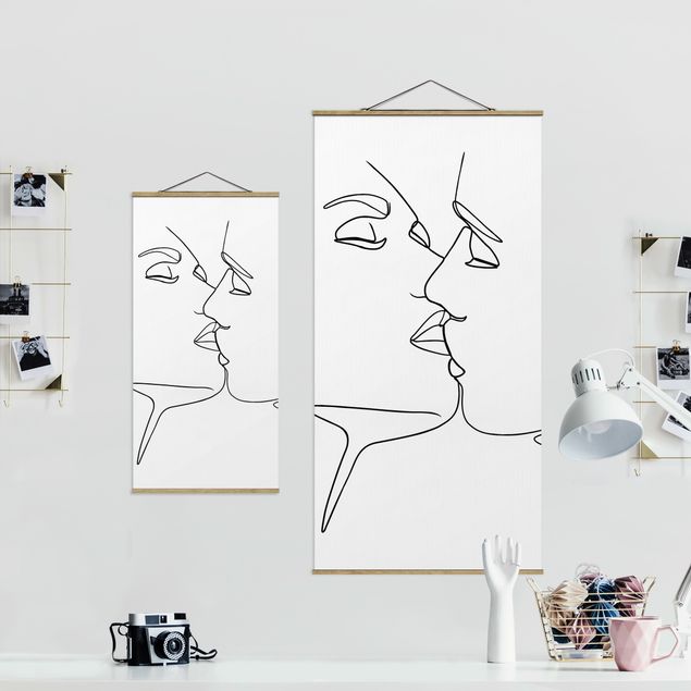 Quadri Blek Prints Line Art - Facce da bacio Bianco e Nero