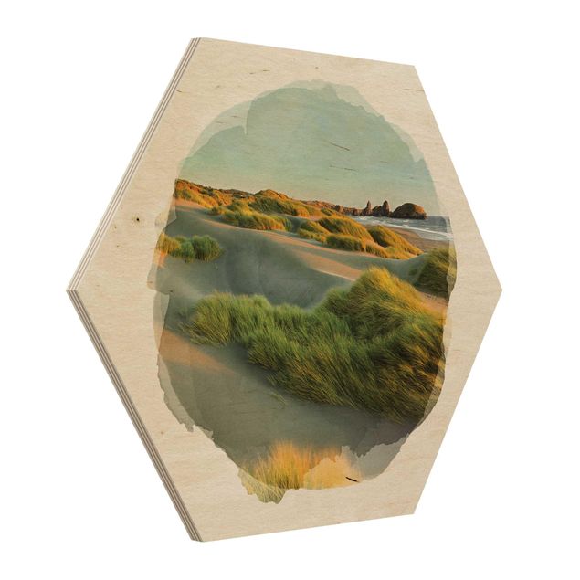 Stampe Acquerelli - Dune ed erbe al mare