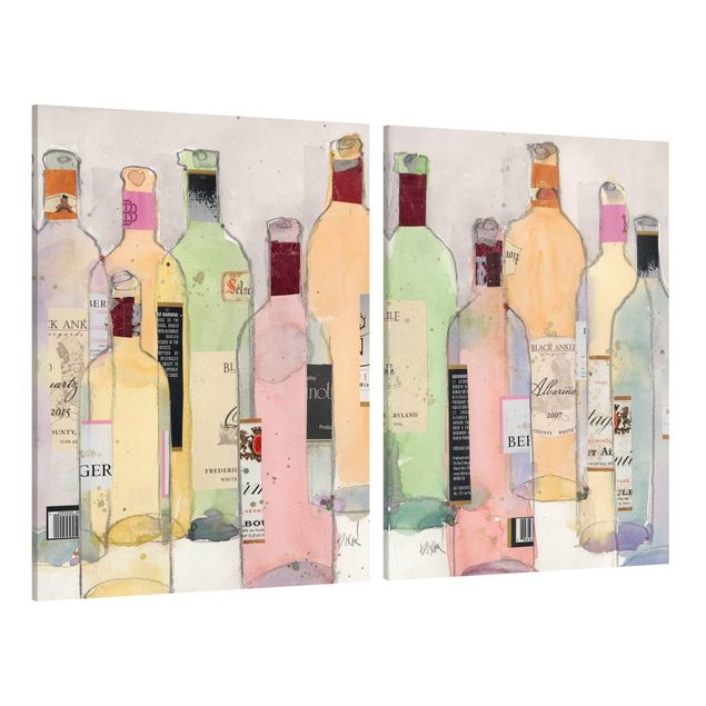 Quadri su tela Set Bottiglie di vino in acquerello I