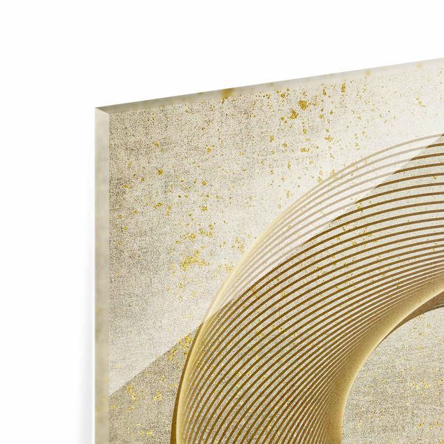 Paraschizzi in vetro - Spirale di cerchi Line Art in oro