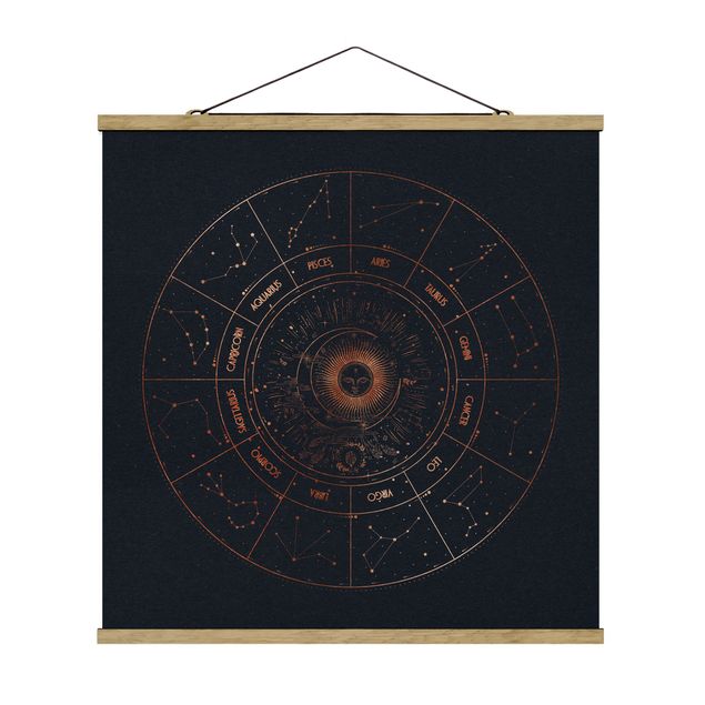 Quadri stampe Astrologia I 12 segni zodiacali Oro blu