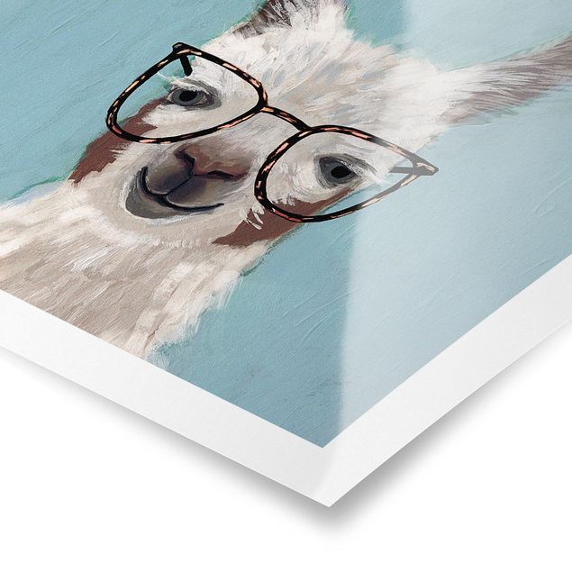 Quadro moderno blu Lama con occhiali II