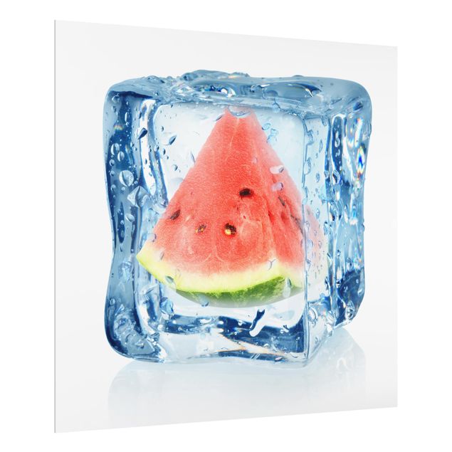 Paraschizzi cucina vetro Melone in cubetto di ghiaccio