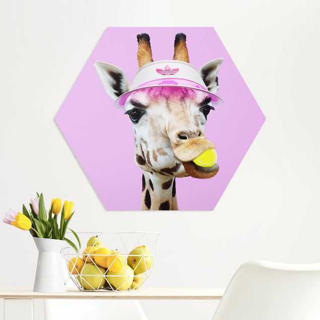 Quadro giraffe Giraffa che gioca a tennis