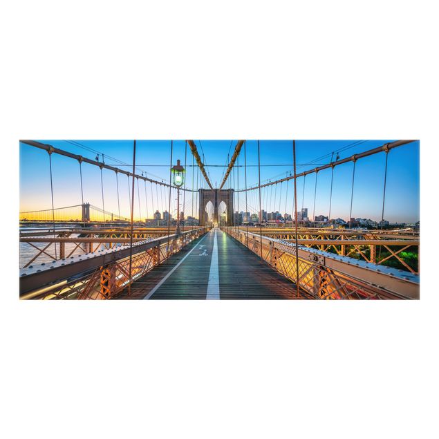 Paraschizzi in vetro - Veduta mattutina dal ponte di Brooklyn - Panorama 5:2