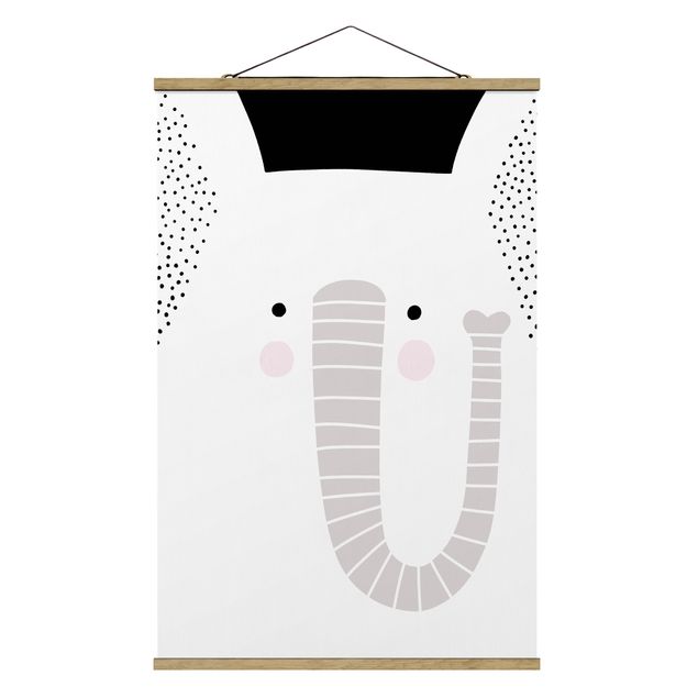 Quadri bianco e nero Zoo con disegni - Elefante